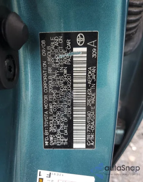 2009 Toyota Corolla Base from USA, damaged, VIN JTDBL40E69J042201